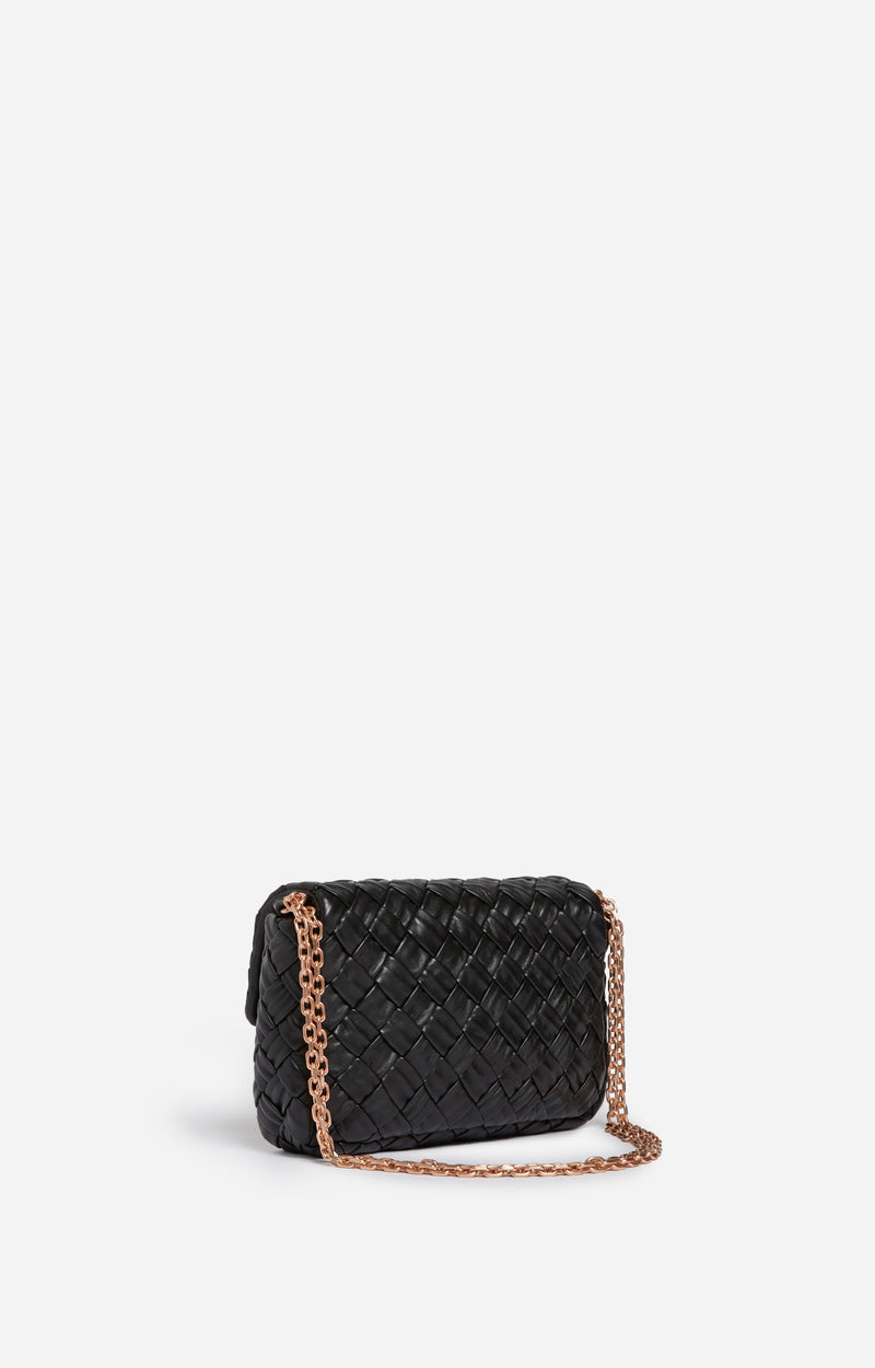 Sac Moon Moyen Noir Tressé