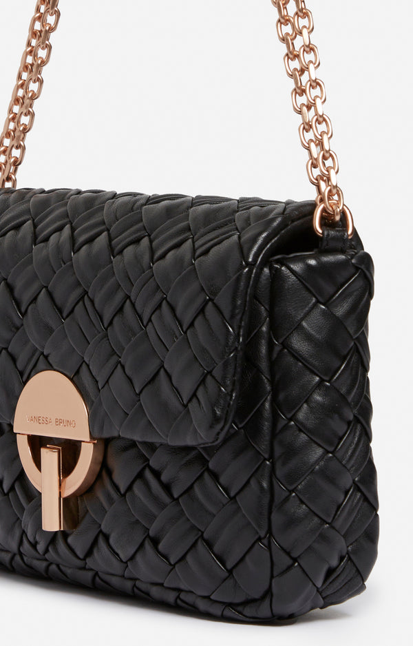 Sac Moon Moyen Noir Tressé