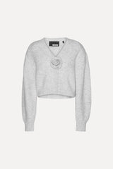 Cardigan Knit Puffsleeve Grey
