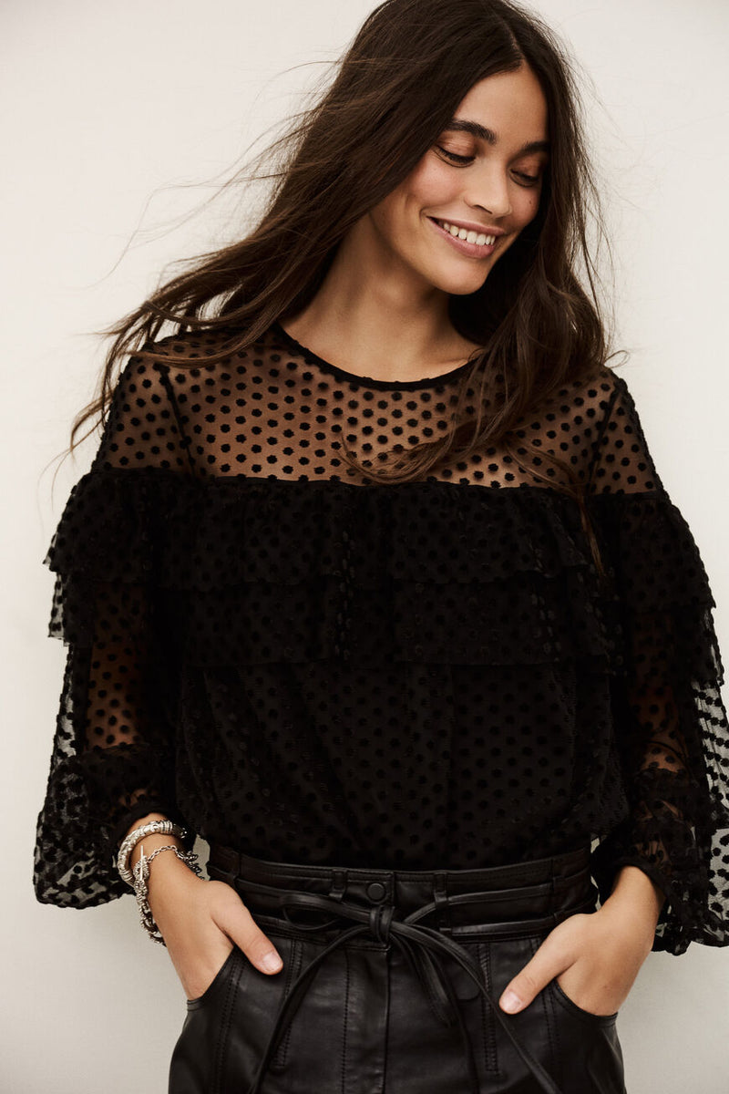 Raff blouse en résille noir