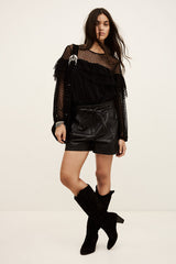 Raff blouse en résille noir