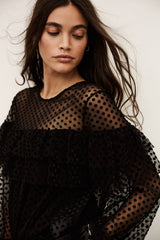 Raff blouse en résille noir