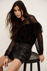 Raff blouse en résille noir