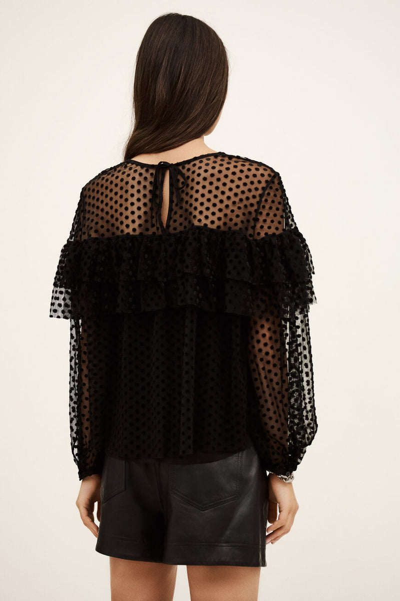 Raff blouse en résille noir