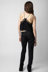 Caraco Christy Crop Soie Noir