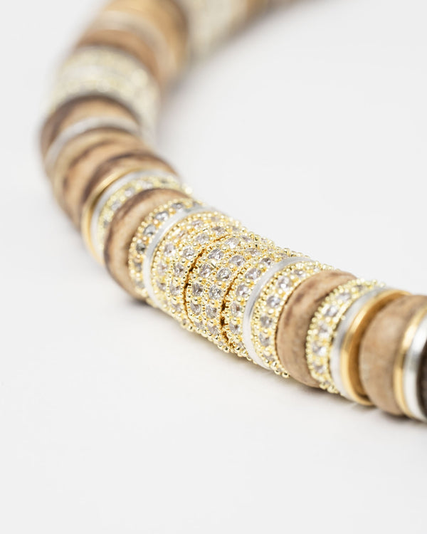 Collier Rondelles Camel bois