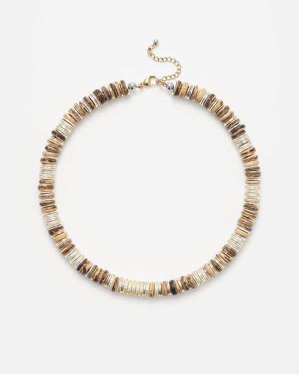 Collier Rondelles Camel bois