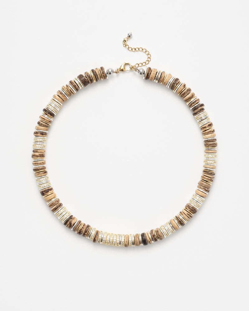 Collier Rondelles Camel bois