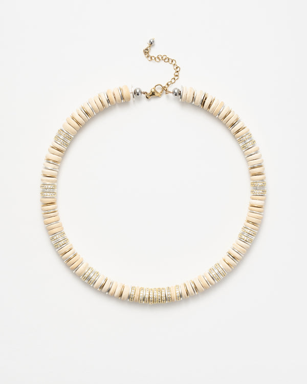 Collier Rondelles Beige bois