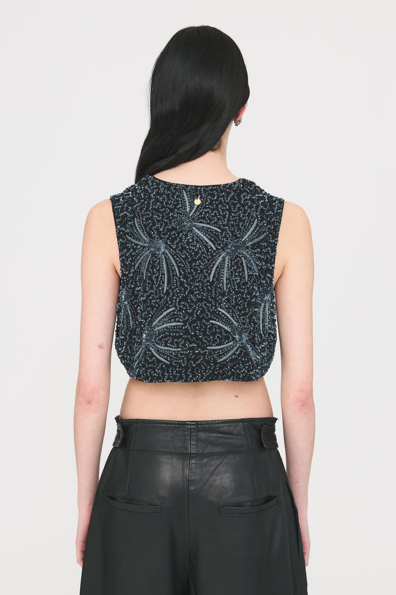 Gilet Maha brodé noir
