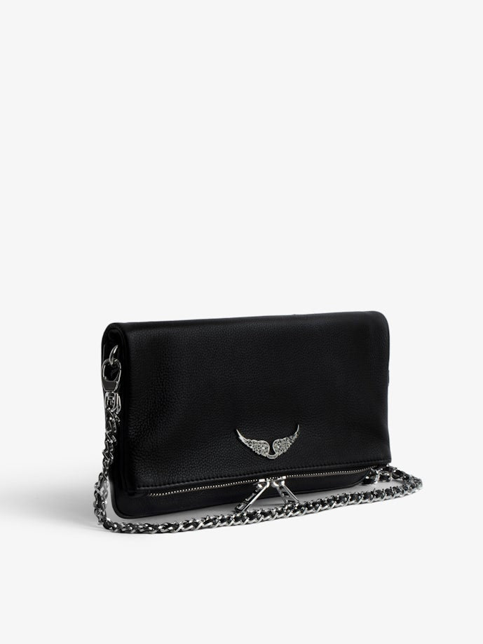 Pochette Rock Noir Grained Leather