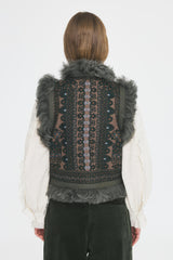 Gilet en fourrure Sandora kaki