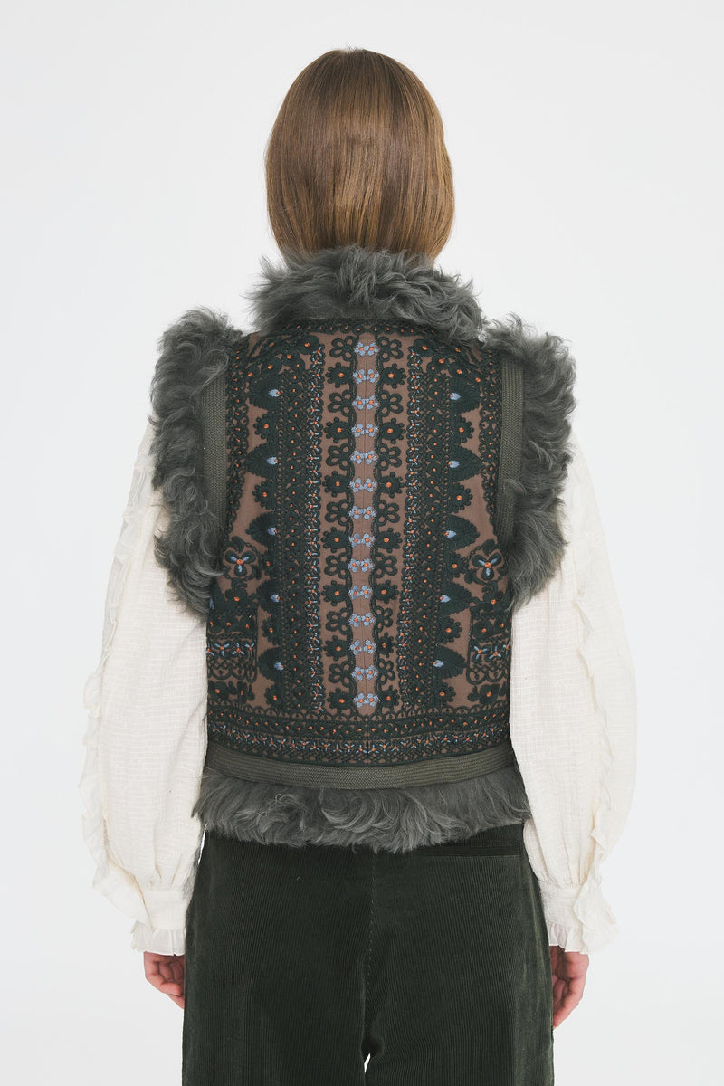 Gilet en fourrure Sandora kaki