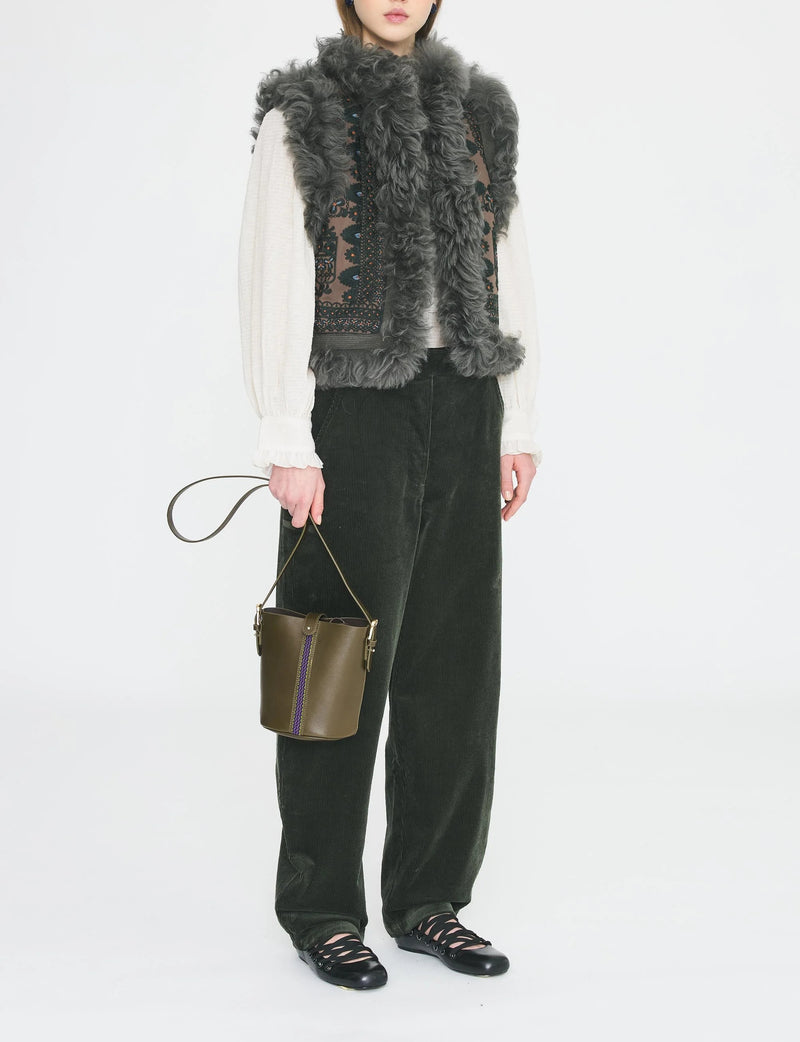 Gilet en fourrure Sandora kaki