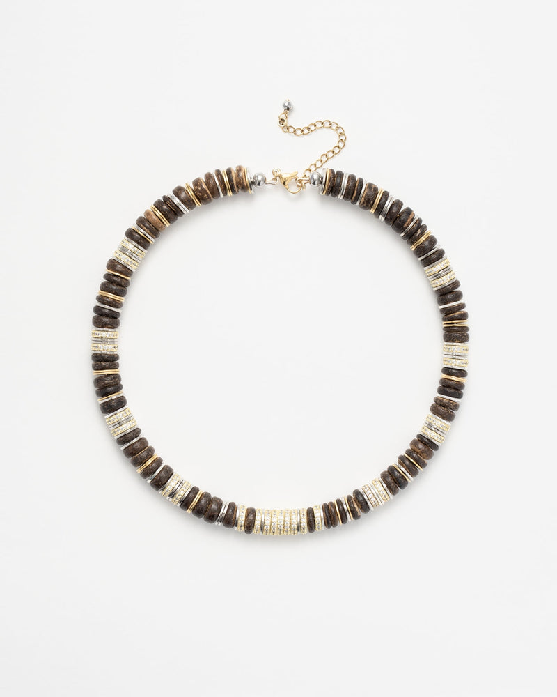 Collier Rondelles Marron