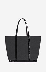 Cabas L zippe Noir en Lin