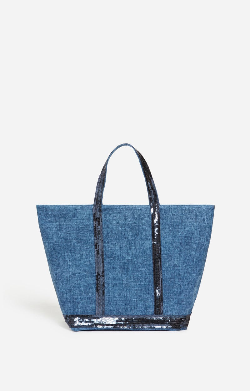 Cabas M Zippe Indigo en Lin
