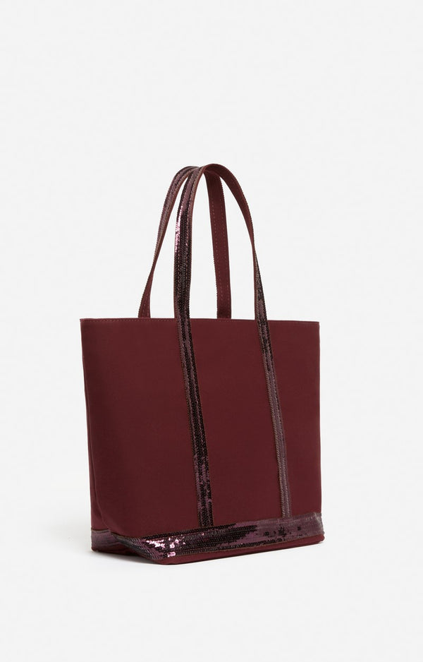 Cabas M Zippe Pourpre en Toile