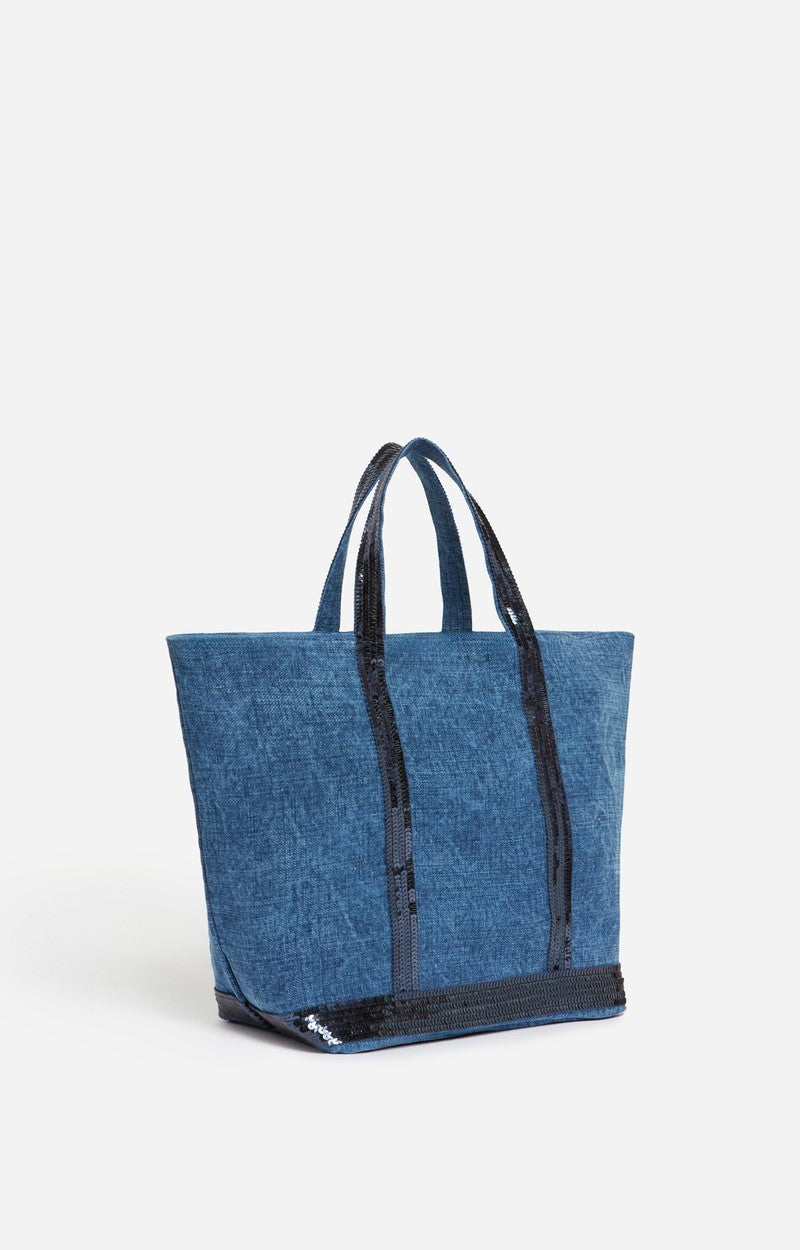 Cabas M Zippe Indigo en Lin
