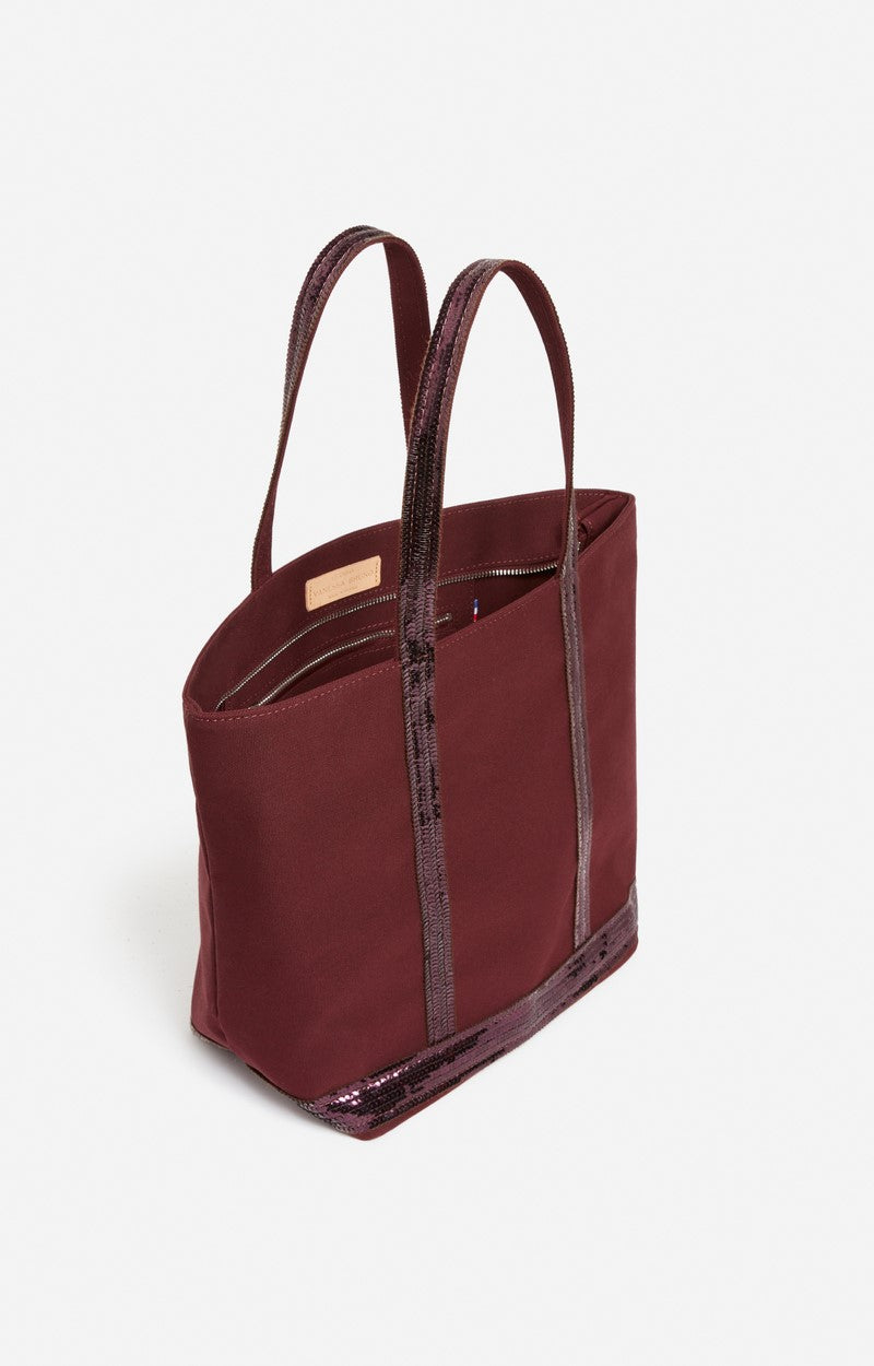 Cabas M Zippe Pourpre en Toile