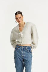 Cardigan Knit Puffsleeve Grey