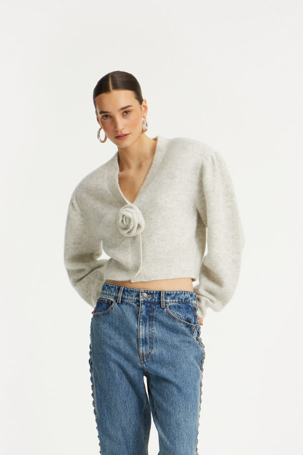 Cardigan Knit Puffsleeve Grey