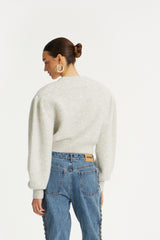 Cardigan Knit Puffsleeve Grey