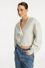 Cardigan Knit Puffsleeve Grey