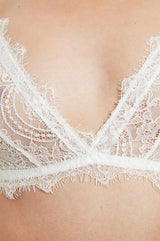 Lace bra with trim White