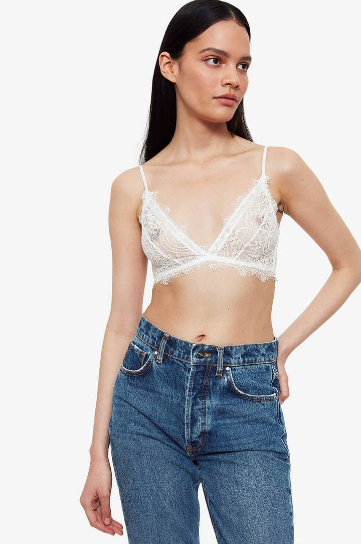 Lace bra with trim White