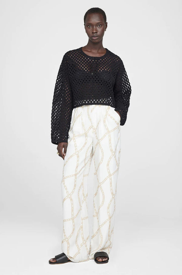 Carrie Pant Cream And Tan Link Print