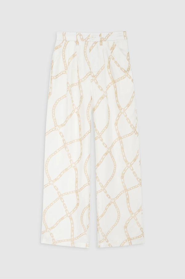 Carrie Pant Cream And Tan Link Print